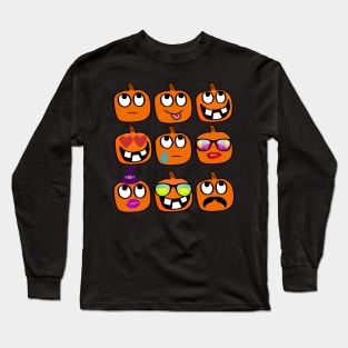 Pumpkin Emoji Shirt - Pumpkin Emoji Design, Pumpkin Design Long Sleeve T-Shirt